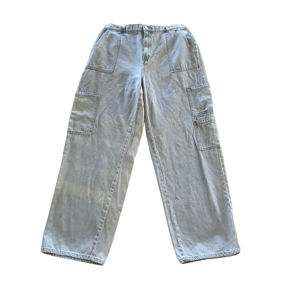Vanilla Star Light Wash Denim Cargo Jeans Wide Leg Size 13 V23883-2